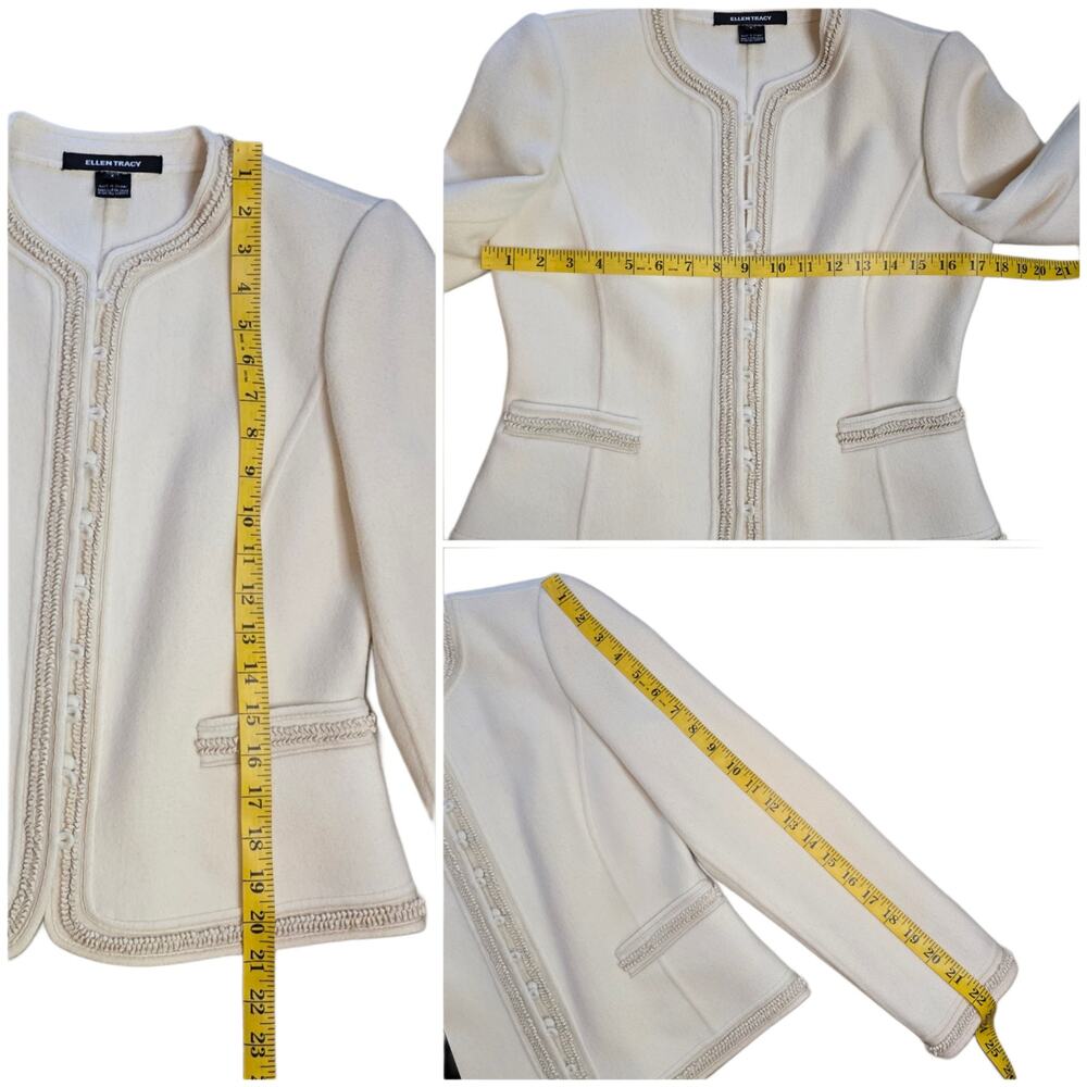 Ellen Tracy Petite Cream Ivory Wool Angora Blazer Jacket Size 6P Vintage - Picture 8 of 10